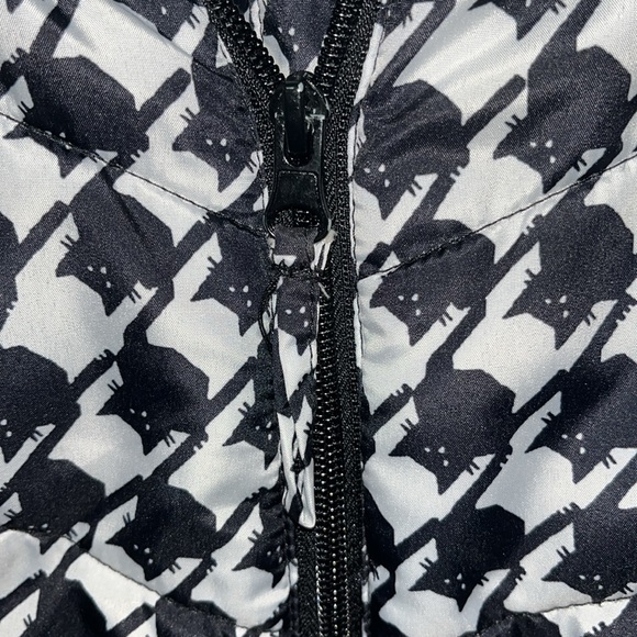 Jason Maxwell Black and White Black Cat Houndstooth Puffer Vest Size Large - Picture 9 of 9